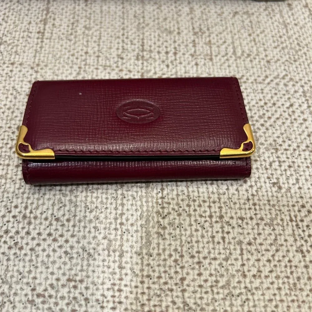 Cartier Leather 4-Key Key Holder in Bordeaux - Picture 2 of 6